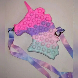 Girls Unicorn Silicone Rainbow Multicolored Pop Purse Mini Bag Kids Fashion